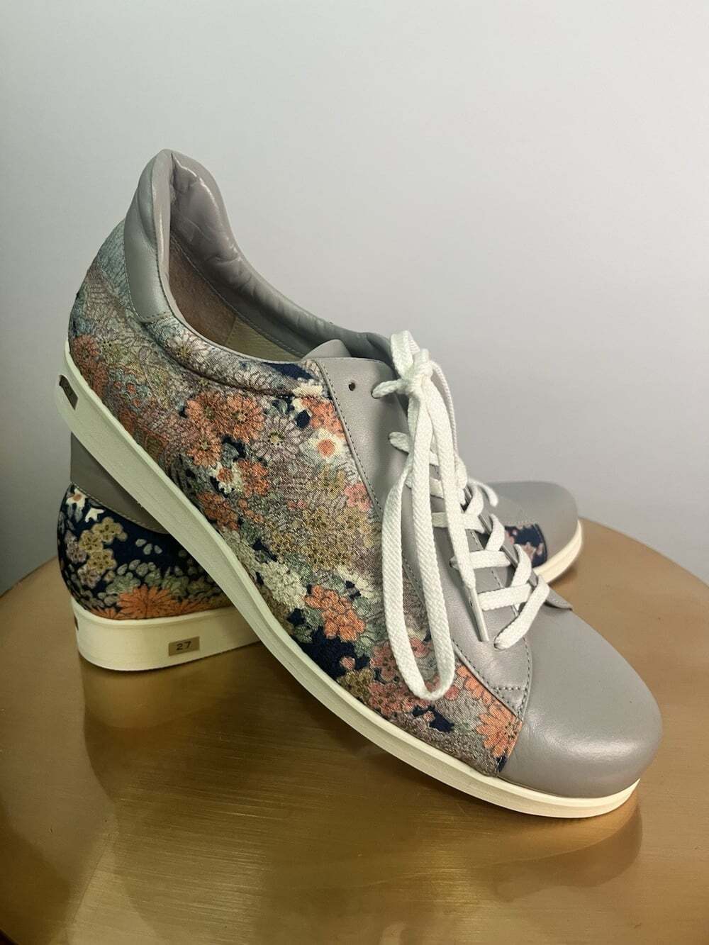 New Tokyo Kimono Shoes Leather Sneakers Japan Sz 27 (Mens 10) Silk Floral - Picture 9 of 9